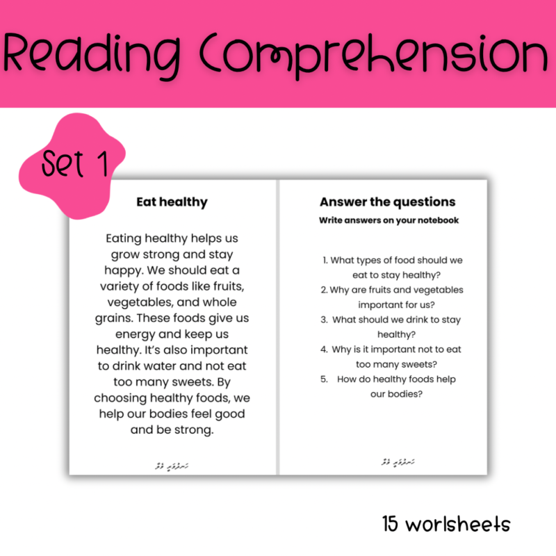 English worksheets cover - 3 Reading Comprehension set -1